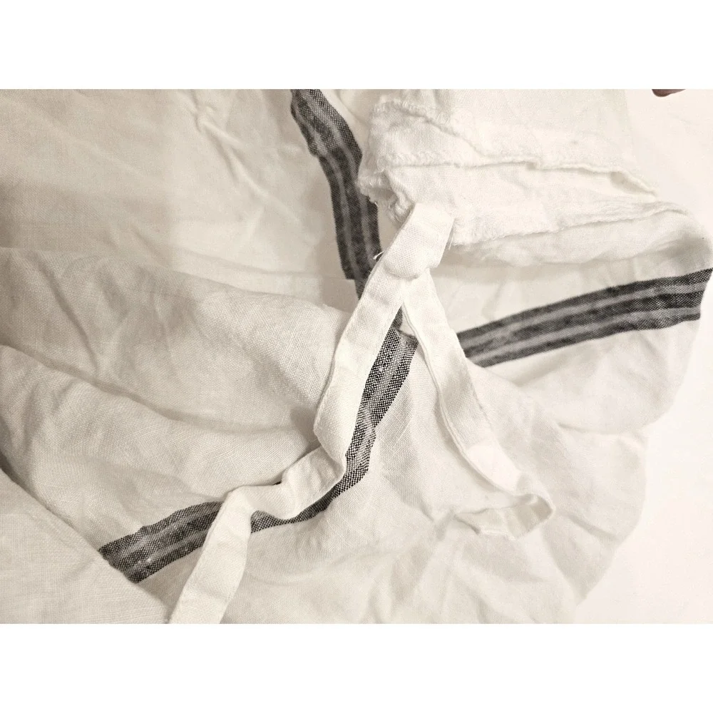 Hotel Collection King Duvet Cover 100% Linen Grey White Oversized Plaid Modern